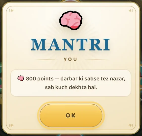 The Mantri chit: 800 points
